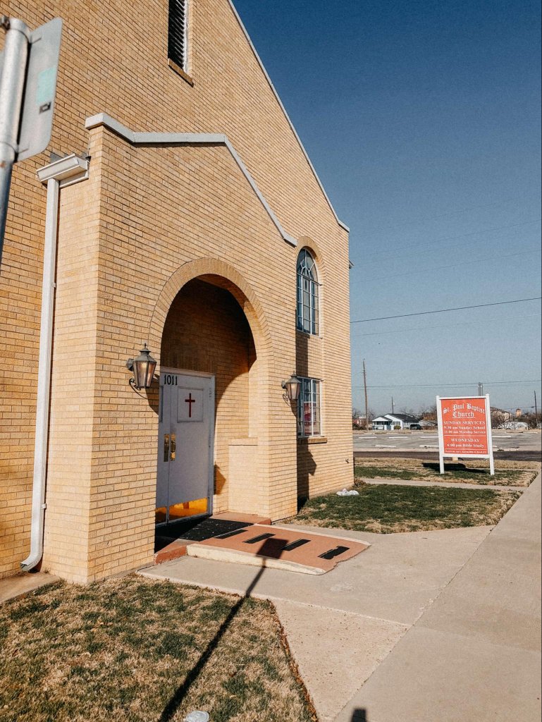 St. Paul Baptist Church, a historic Black church in San Angelo, where the basement once served as an unofficial classroom for Black students during segregation when they were denied access to formal education.